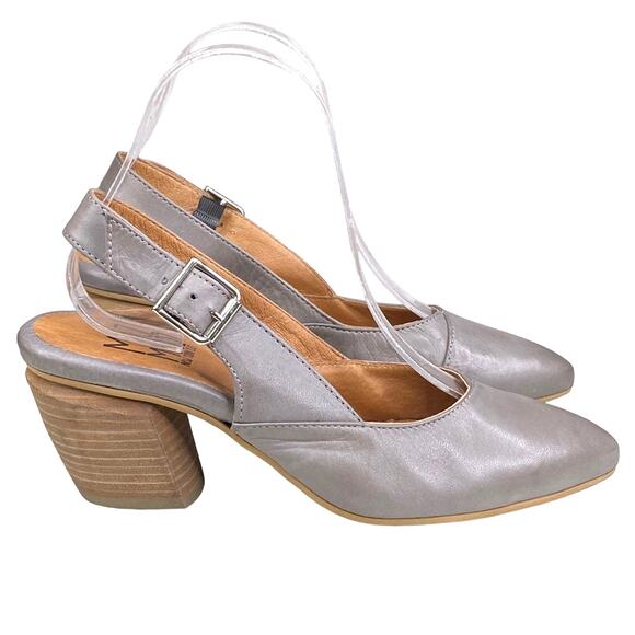 Miz Mooz Women’s Grey Leather Slingback Pump Size 37 US 6.5/7 - Picture 1 of 11
